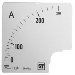 Sifam Tinsley 240A 模拟电流表刻度 BI94-00D1-0001 0/200/240A, 96mm高 x 96mm宽