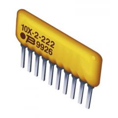 Bourns 4600X 系列 2.2kΩ 2电阻 排阻 4604X-102-222LF, ±2%容差, ISOL, 额定0.5W, SIP 封装