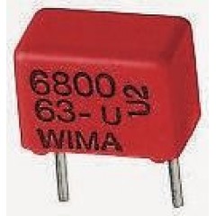 WIMA FKP2 系列 1.5nF 聚丙烯电容器 FKP2/1500/100/5, ±5%, 63 V 交流、100 V 交流, 通孔