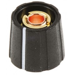 Sifam 黑色 电位计旋钮 S151 006BK, 带白色指示灯, 6mm轴, 15.5mm直径旋钮
