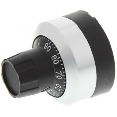 Bourns 黑色/镀铬 电位计旋钮 H-516-6M, 带黑色指示灯, 6mm轴, 22.8mm直径旋钮