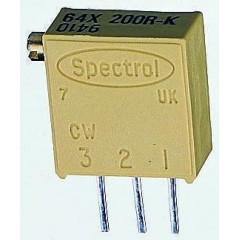 Vishay 64X 系列 19（电气）、22（机械） 转 通孔 微调电阻器 M64X202KB40, 带针接端, 2kΩ ±10%