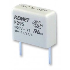 KEMET P295 系列 500V ac 4.7nF 纸质电容器 P295BQ472M500A, ±20%容差, Y1抑制类别, 通孔安装