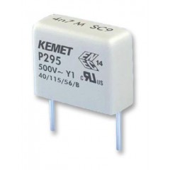 KEMET P295 系列 500V ac 1nF 纸质电容器 P295BE102M500A, ±20%容差, Y1抑制类别, 通孔安装