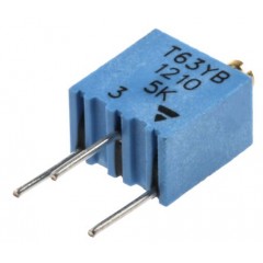 Vishay T63YB 系列 14（电气）、15（机械） 转 通孔 微调电阻器 T63YB502KT20, 带针接端, 5kΩ ±10%