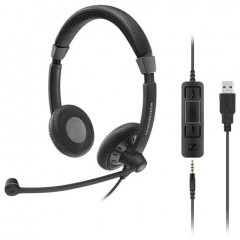 Sennheiser SC 75 USB MS 黑色 头顶戴式 耳机 507086, 3.5 mm 插孔插头、USB插头