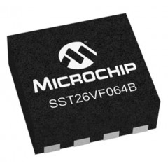 Microchip SST26VF064B-104I/MN 闪存芯片, 64Mbit (8M x 8 位), SPI接口, 2.7 → 3.6 V, 8引脚 WDFN封装
