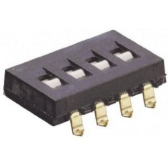 TE Connectivity 1825140-1 4位置 滑动 印刷电路板 DIP 开关, 单刀单掷, 25 mA @ 24 V 直流
