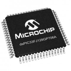 Microchip dsPIC33FJ128GP706A-I/PT 16bit DSP（数字信号处理器）, 40MIPS, 128 kB ROM 闪存, 16 kB RAM, 64引脚