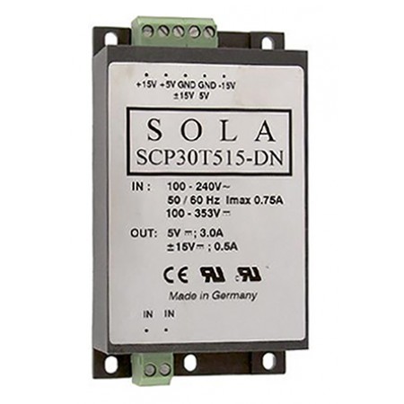 SolaHD 导轨电源, SCP系列, 5 V dc, ±15 V dc输出, 85 → 264V 交流输入