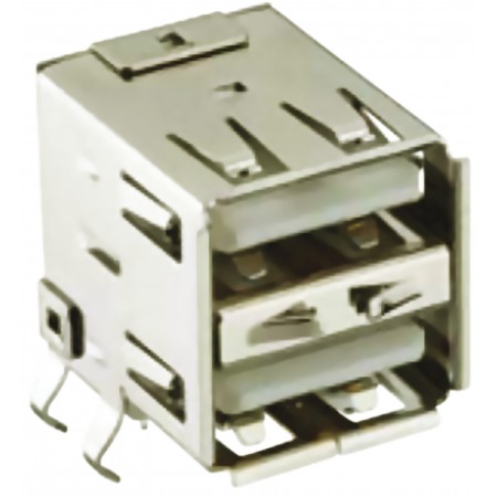 Lumberg USB 连接器, 通孔, 母座, USB2.0, 2 端口, 直角, 1.0A额定电流