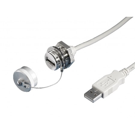USB 连接器, SZ 系列, 壁挂式, 母座至公插, USB2.0, 1 端口, 水平