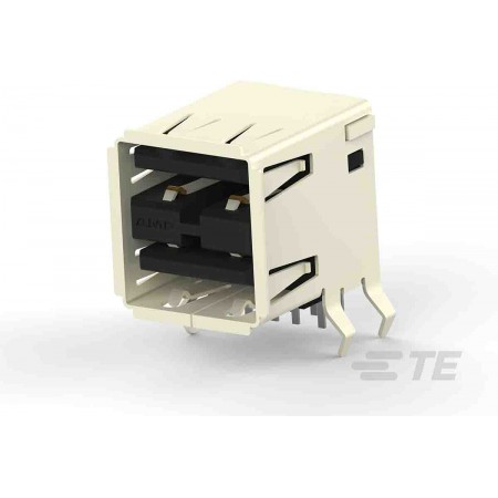 TE Connectivity USB 连接器, 通孔, 母座, USB2.0, 2 端口, 直角, 1.0A额定电流