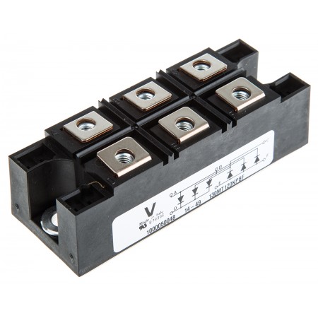 Vishay 三相整流桥模块, 160A峰值平均正向电流, 面板安装, 1200V峰值反向重复电压, 6引脚, INT-A-PAK封装, 最高工作温度 150 °C