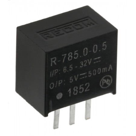 Recom 开关稳压器, R-78-0.5 系列, 5V 直流输出, 6.5 → 32V 直流输入, 额定功率 2.5W