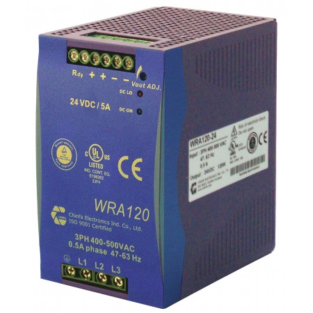Chinfa 导轨电源, WRA 120系列, 12V 直流输出, 400V 交流输入