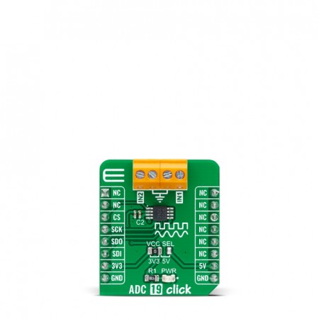 MikroElektronika 附加板, ADC 19 Click, ADC转换器, 用于开发mikroBUS 插座