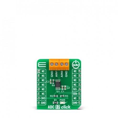 MikroElektronika 附加板, ADC 17 Click, ADC转换器, 用于开发mikroBUS 插座