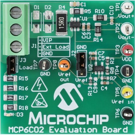 Microchip 高侧电流感应评估测试板 评估测试板, MCP6C02芯片