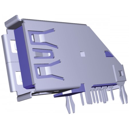 Molex 莫仕 USB A型接口, 48404 系列, 通孔, 母座, USB3.0, 1 端口, 直角, 1.8A额定电流