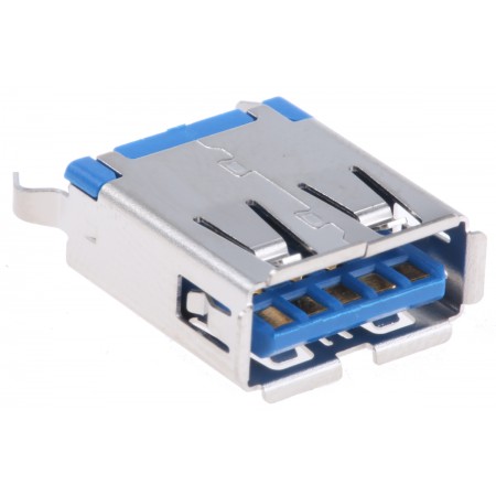 Amphenol ICC USB 连接器, 通孔, 母座, USB3.0, 1 端口, 直向, 1.8A额定电流