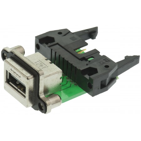 Amphenol ICC USB 连接器, MUSB 系列, 通孔, 母座, 1 端口, 直角, 1.5A额定电流
