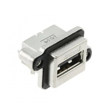 Amphenol ICC USB 连接器, 面板安装, 母座, USB2.0, 1 端口, 直角, 1.5A额定电流