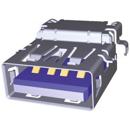 Molex 莫仕 USB 连接器, 通孔, 母座, USB3.0, 1 端口, 直角, 1.8A额定电流