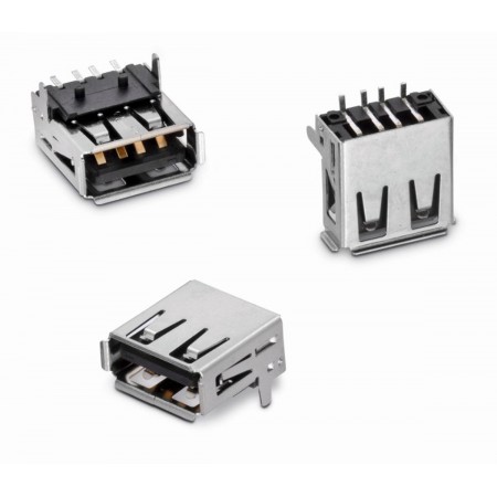 Wurth Elektronik USB 连接器, WR-COM 系列, 贴装, 公插, USB2.0, 1 端口, 直向, 1.5A额定电流