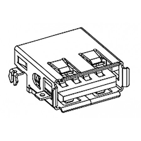 Molex 莫仕 USB 连接器, 面板安装, 母座, USB2.0, 1 端口, 直角, 1.5A额定电流