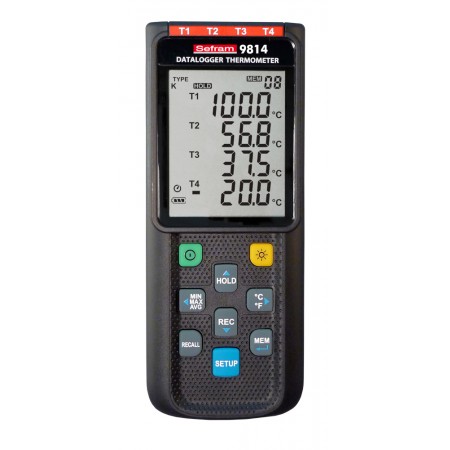 Sefram 数字温度计, 台式温度计, E， J， K， T型探头, 4输入, 最高测量 1372°C, 用于测量