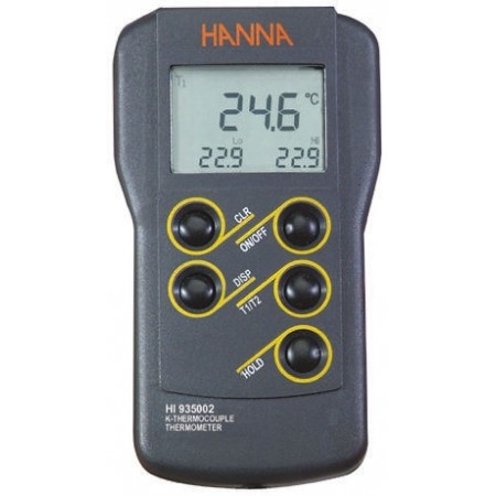 Hanna Instruments 数字温度计, 温度计, K型探头, ±0.2 %精确度, 2输入, 最高测量 1350°C, 用于实验室