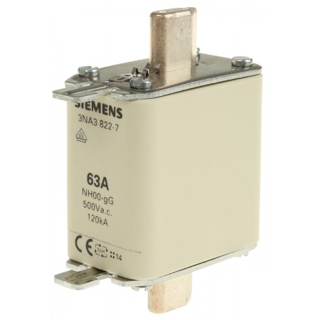 Siemens NH 熔断器, 63A电流, 500V 交流, 80mm总长