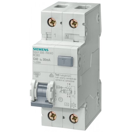 Siemens 16A 1P NP RCBO, 30mA AC型剩余电流动作断路器, 5SU1系列, 230V