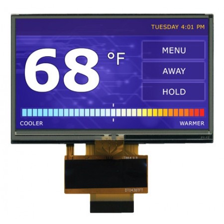 Displaytech 4.3in LED液晶屏, 电阻式触摸屏, 480 x 272pixels, 24 位接口