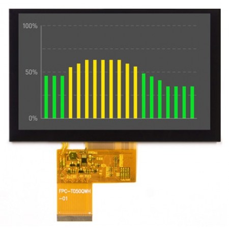 Displaytech 5in LED液晶屏, 电容式触摸屏, 800 x 480pixels, 24 位并行数字 RGB 接口接口