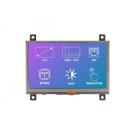 Riverdi 4.3in LED液晶屏, 电阻式触摸屏, 1280 x 768pixels, SPI接口