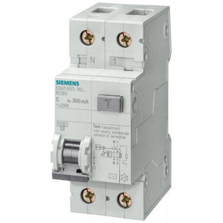 Siemens 16A 2P RCBO AC型剩余电流动作断路器, 5SU1系列, 230V