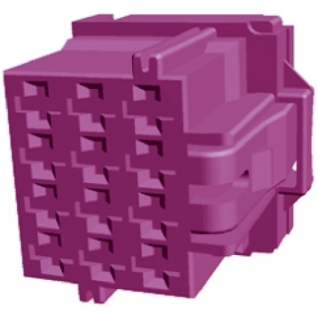 TE Connectivity 12芯汽车连接器母座, 3排, 紫色, 5-968972-1